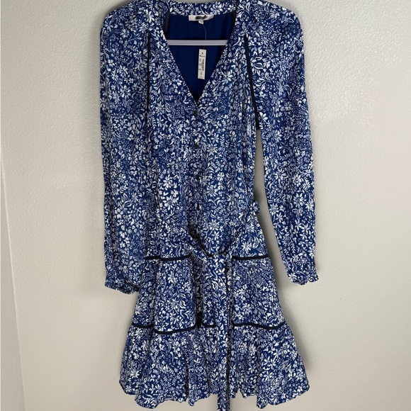 Madewell women's Tie-Waist Tiered Mini Dress in Floral Blue Ditsy 0 - Picture 9 of 16